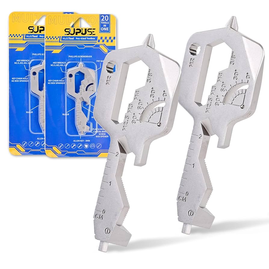 20-in-1 Key Shaped Pocket Multi Tool -2Pack Versatile EDC